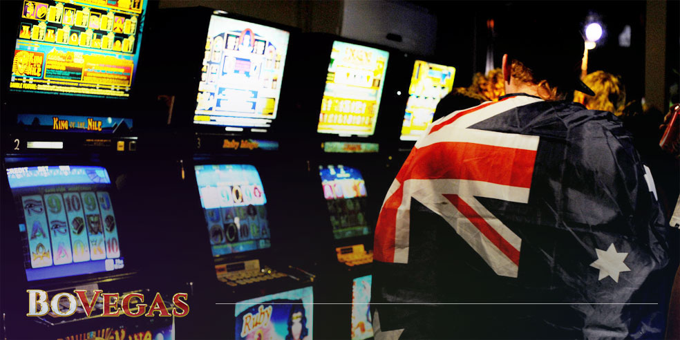 History Australian Flag on the guy near pokies