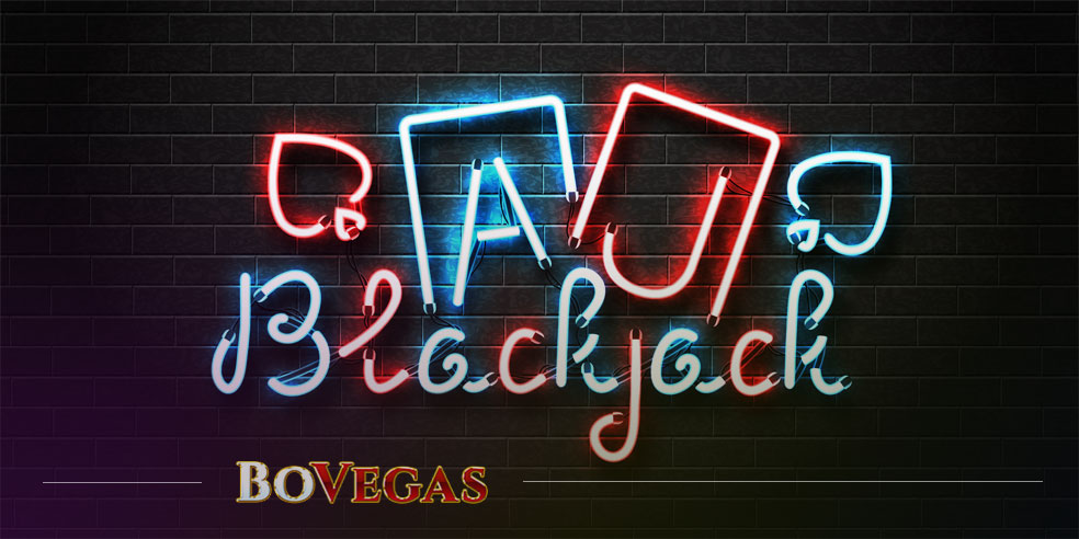 Blackjack Game in Neon Light on the wall