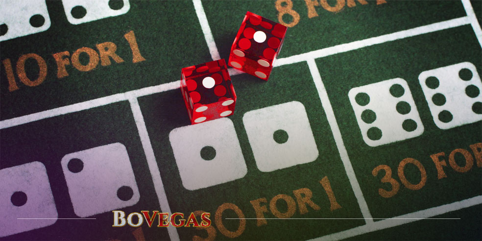 Craps table in casino dices