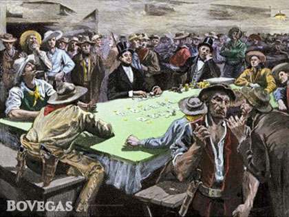 california gold rush miners in-a-gambling saloon playing faro