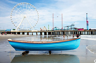 Atlantic City Beach and Blue Boat